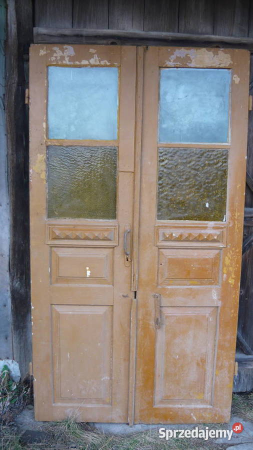 Stare drzwi drewniane dwuskrzydłowe zabytkowe Antyki, Sztuka, Kolekcje Sokółka