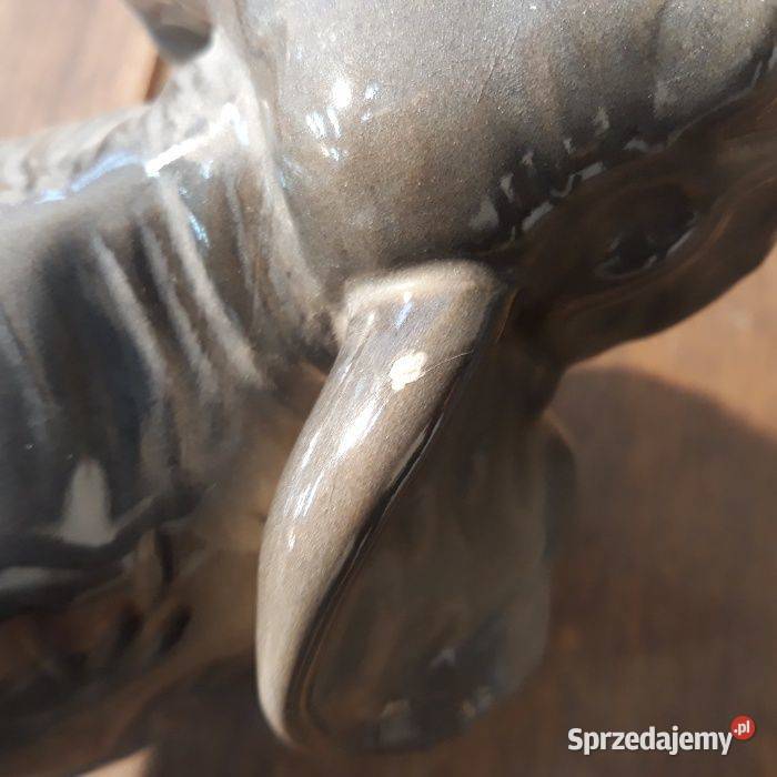 Słoń zabytkowa figurka porcelanowa sygnowana