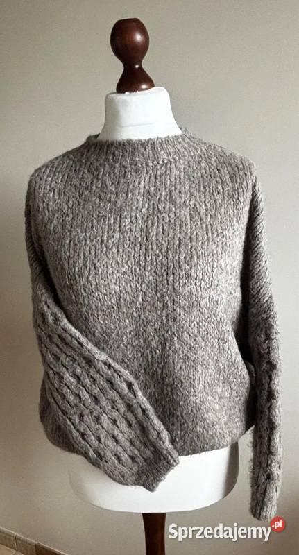 Sweter damski ciepły szary gruby splot oversize Swetry i golfy Szczecin