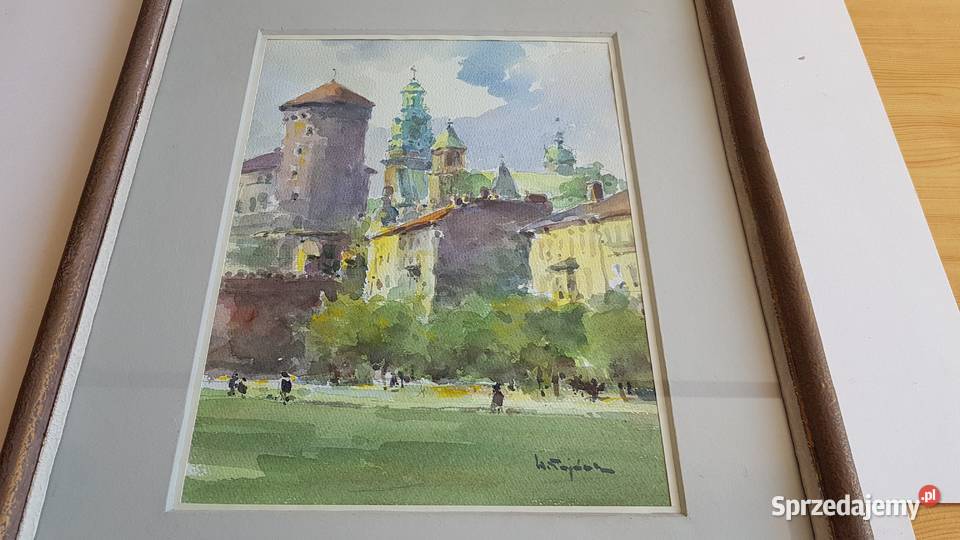 Akwarela szkłem Wawel syg Henryk Sajdak 19051995 Dąbrowa Górnicza