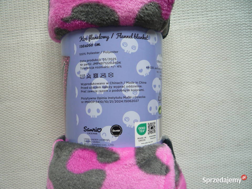 Kuromi Nowy Koc 130x160 Różowo czarny Sanrio Pokój dziecięcy Szczecin sprzedam