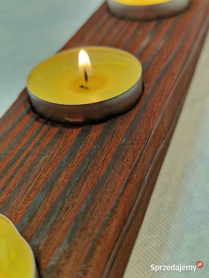 Świecznik świerkowy opalany Shou Sugi Ban kolory Sępopol