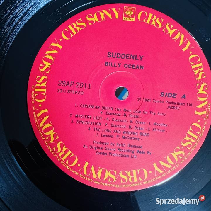 Billy Ocean Suddenly EXEX Japan LP 1984 CBSSony Kraków sprzedam