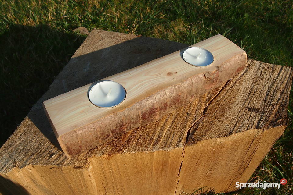 Świecznik drewniany tealight leżący Trzciel