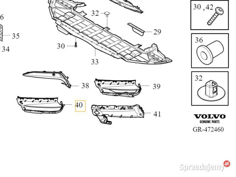 VOLVO V90CC prawa atrapa zaslepka kratka zderzak Bielany Wrocławskie