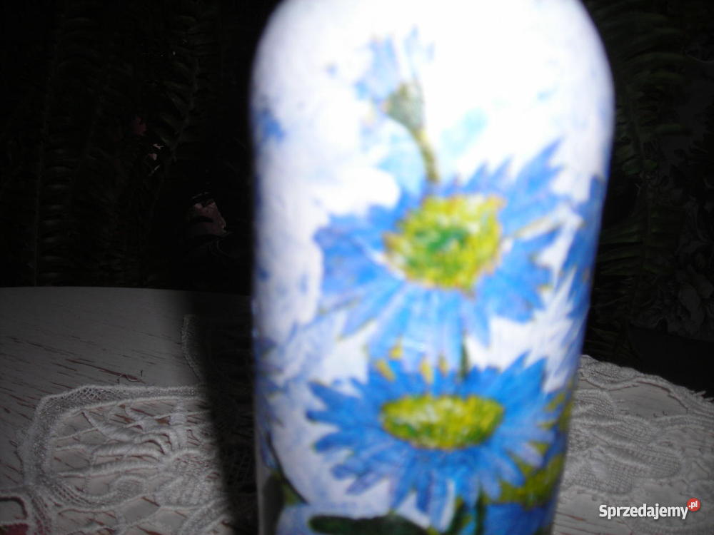 KOBALTOWY WAZONIK Z CHABRAMI DECOUPAGE Piła