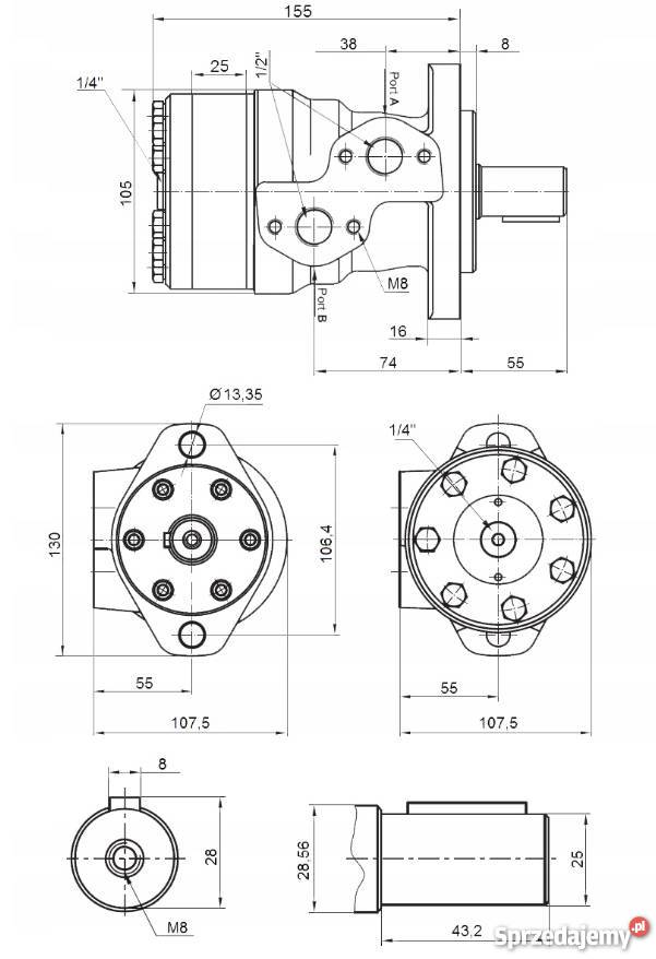 Silnik Hydrauliczny 125 3 GR2 Mocowanie Kołnierz Solec Kujawski