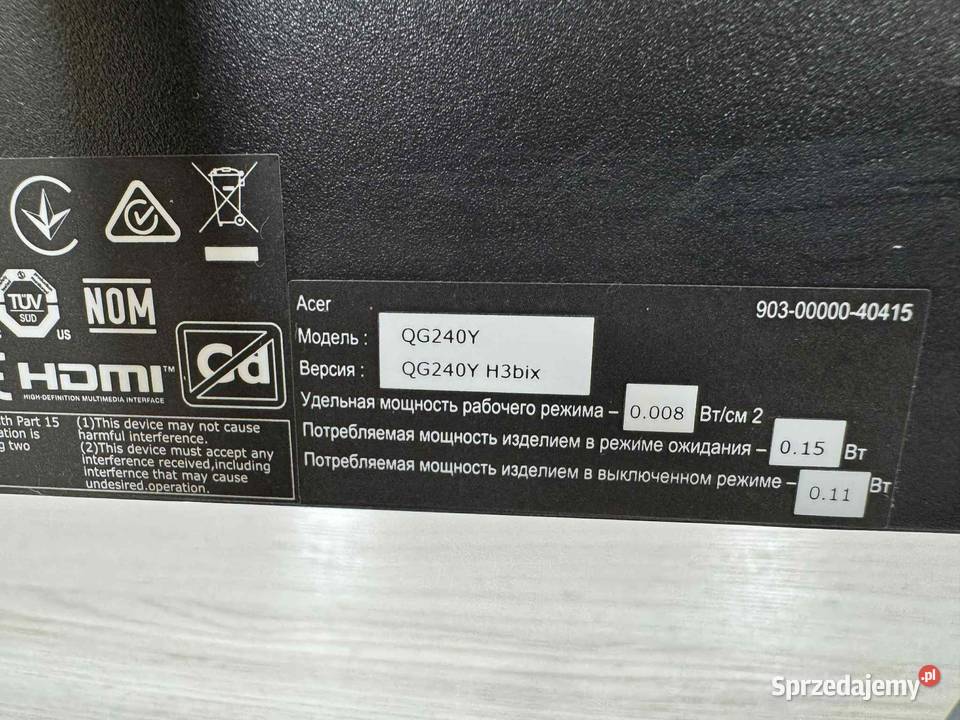 Monitor LED Acer Nitro QG240YH3BIX 238 1920 x Elbląg