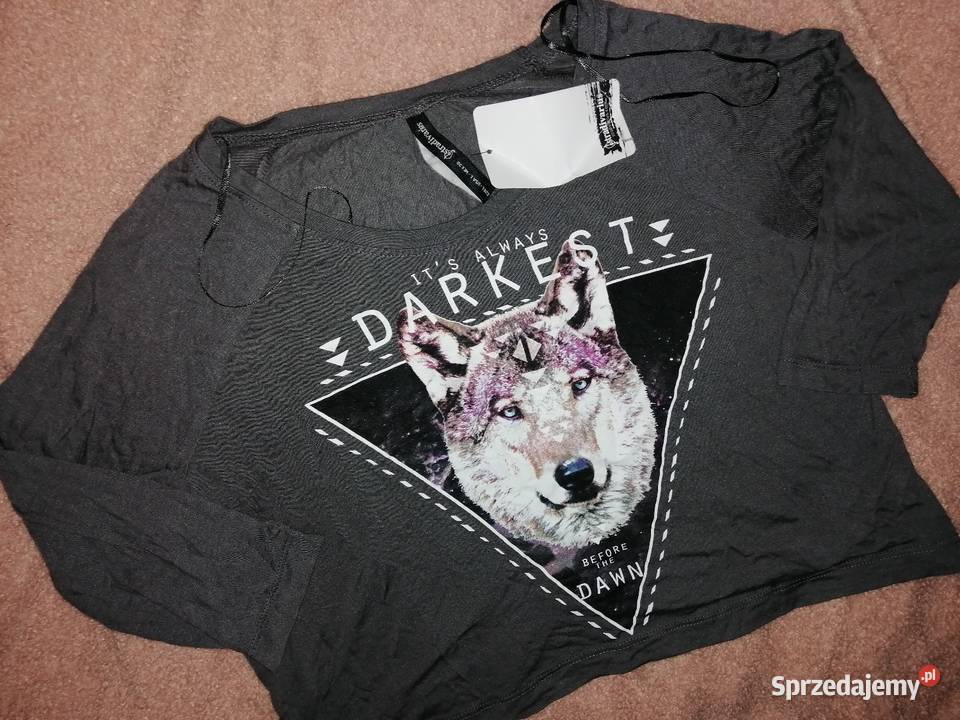 STRADiVARiUS szara bluzka crop top Z WiSKOZY wielkopolskie Leszno