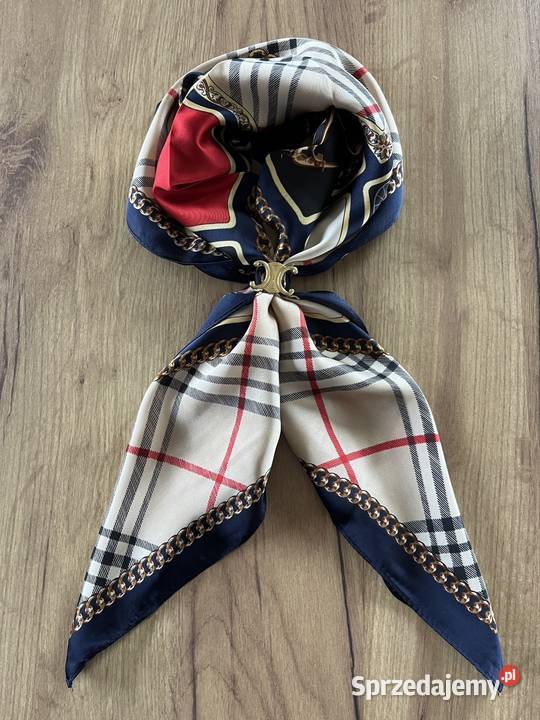 Apaszka gawroszka w pepitkę 100 jedwab silk Dla kobiet Dodatki podkarpackie Niebieszczany