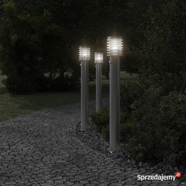 Lampa ogrodowa na słupku z czujnikiem srebrna mazowieckie Warszawa