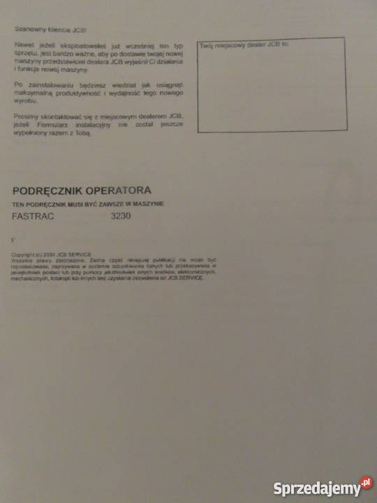 dtr instrukcja obsługi jcb fastrac 3230 i inne Szczecin