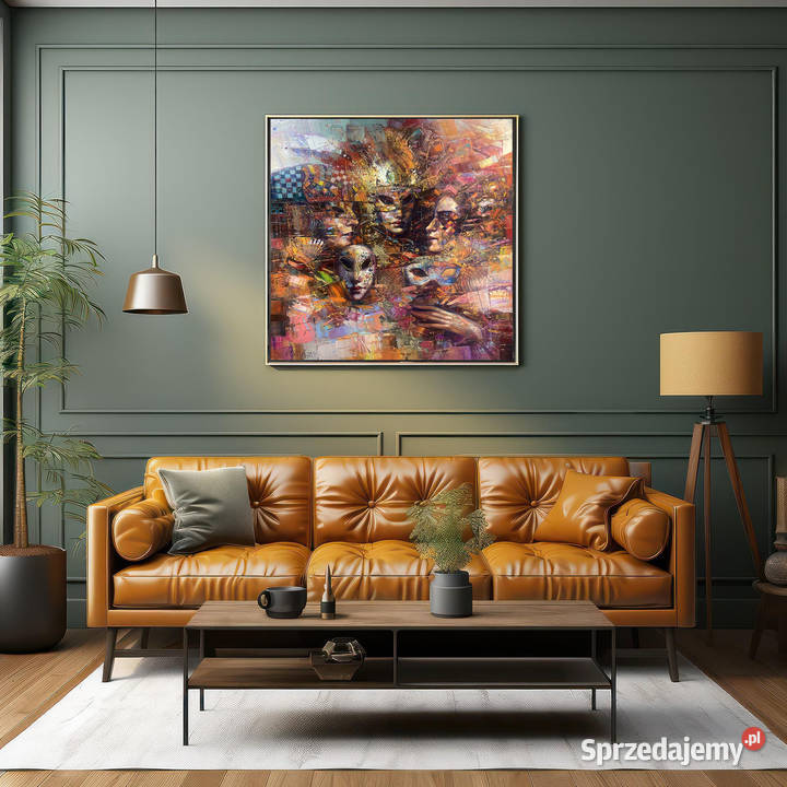 Pitsko Giennadij Maski i tajemnica 85x75 obraz Antyki, Sztuka, Kolekcje Rumia