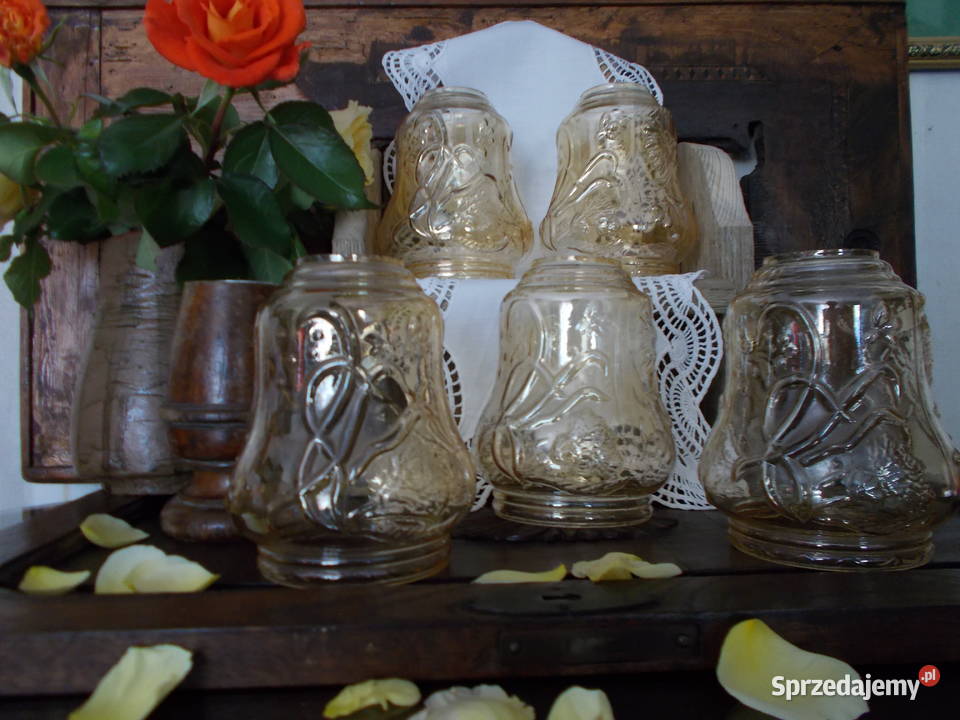 Bursztynowy Klosz PRL Zestaw5 Kwiatowe Zdobien Szczecin