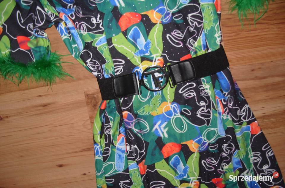 kolorowa sukienka TATU Pasek TATUcyrkonie r XL Rawicz