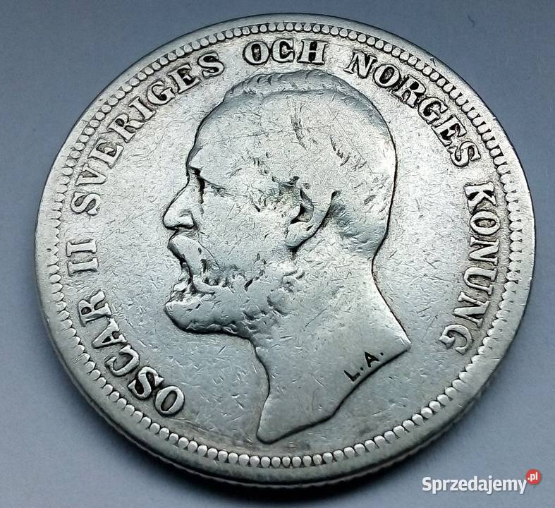 SZWECJA2 KORONY1900 r SREBRO 0800 OSCCAR ŁADNA Legionowo