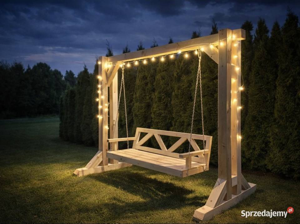 Duża drewniana huśtawka drewno Pruszcz