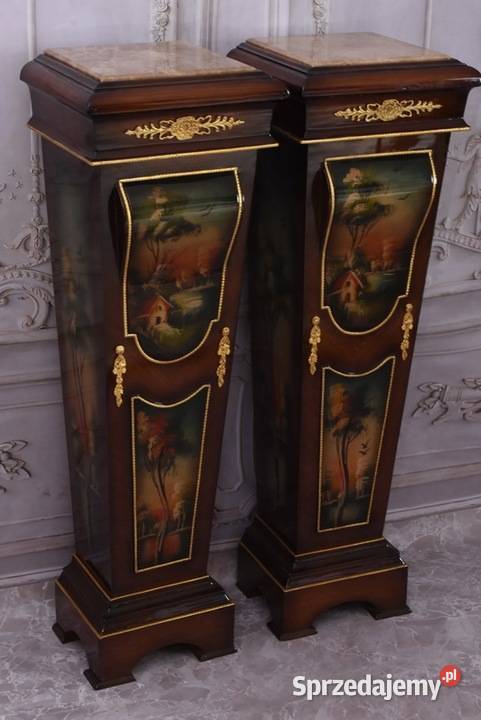 Dwa Postumenty Intarsjowane z Malunkami Kolumny Kraków sprzedam