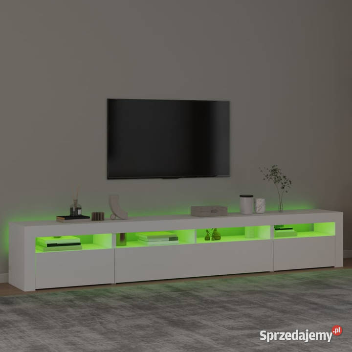 Szafka pod TV z oświetleniem LED biała 240x35x40 Warszawa