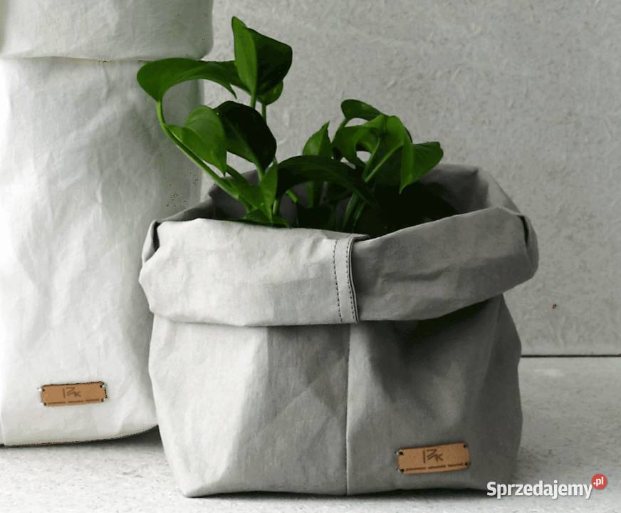 Szara osłonka na doniczkę worek dekoracyjny Warszawa