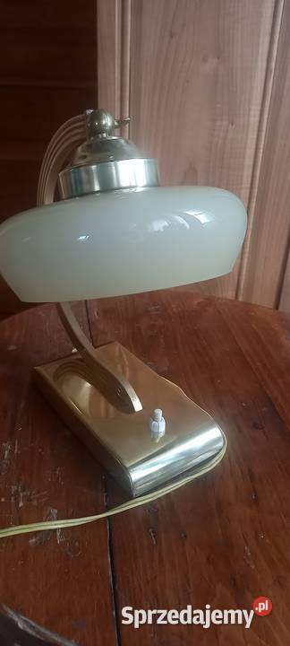 Lampka w stylu Art Deco z mosiądzu klosz beret Antyki, Sztuka, Kolekcje Skierniewice sprzedam