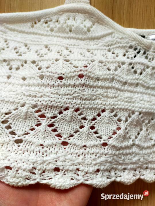Biały ażurowy crop top HM Łódź