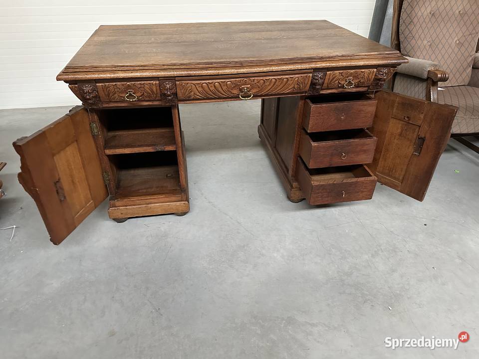 Antyczne dębowe biurko gabinetowe 150