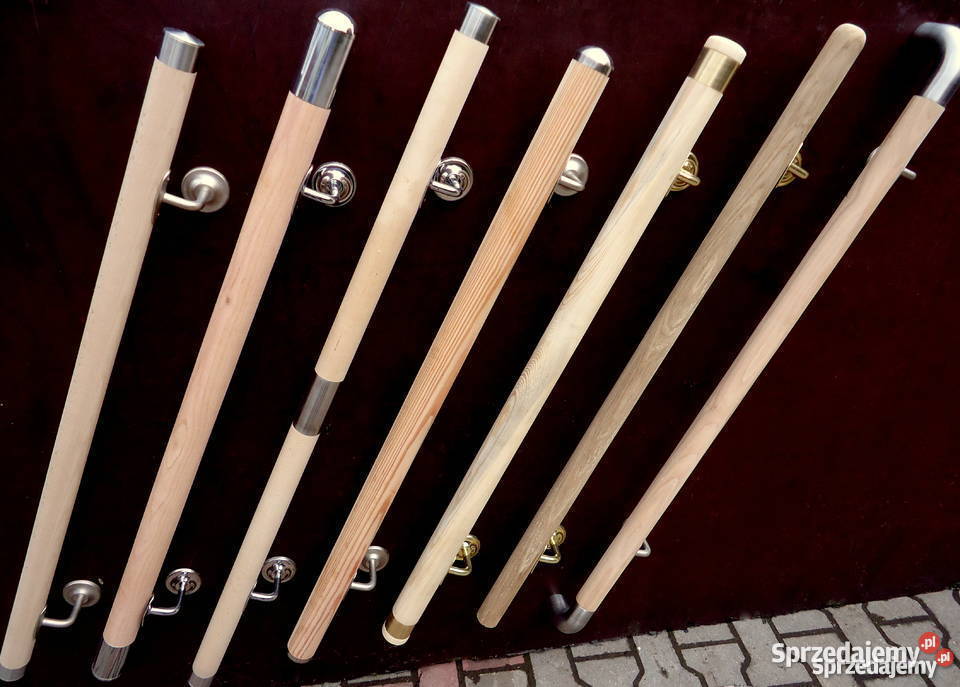 Poręcz drewniana omega okrągła Pochwyt złoto Lubań