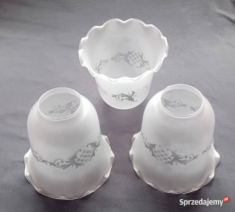 Zestaw 3 secesyjnych kloszy do lampżyrandola Koźminek