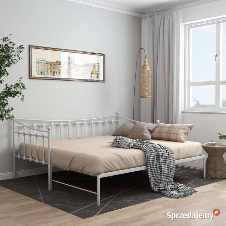 Sofa z wysuwaną ramą łóżka biała metalowa 90x200 Łóżka i materace mazowieckie Warszawa