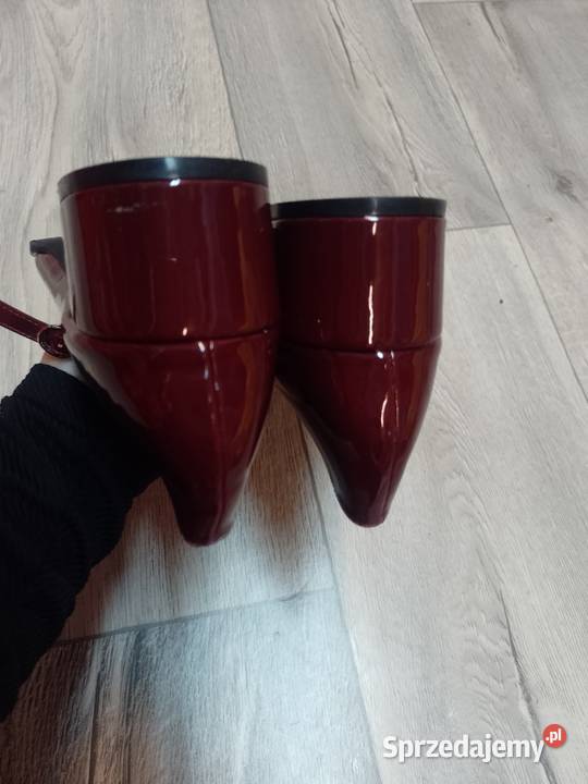 3940 Bordowe czółenka wieczorowe z zapięciem inna Czółenka Kraków sprzedam