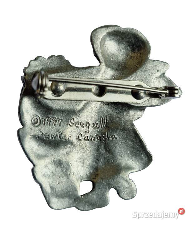 VINTAGE ARTYSTYCZNA BROSZKA OGRODNICZKA CYNA Broszki Częstochowa