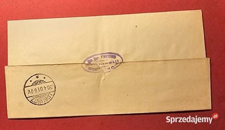 Koperta Listu z gabinetu Dr Freund a z 1901 roku Katowice