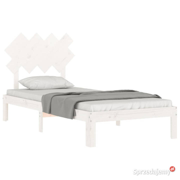 Rama łóżka bez materaca biała lite drewno 81cm Warszawa