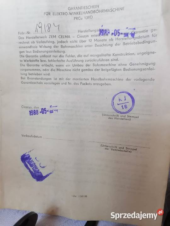 Wiertarka kątowa CELMA PRCu 13IID z 1988 r Sosnowiec