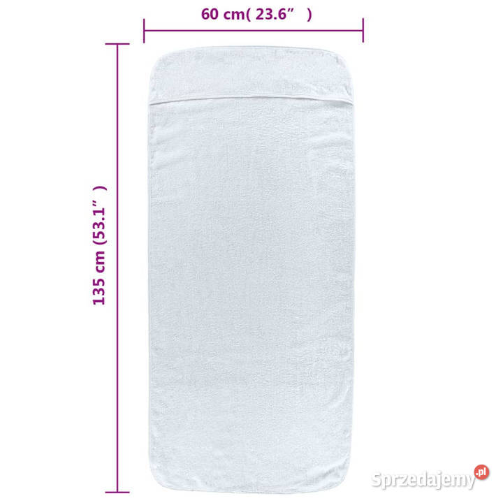 Ręczniki plażowe 6 białe 60x135 tkanina 400 gm mazowieckie