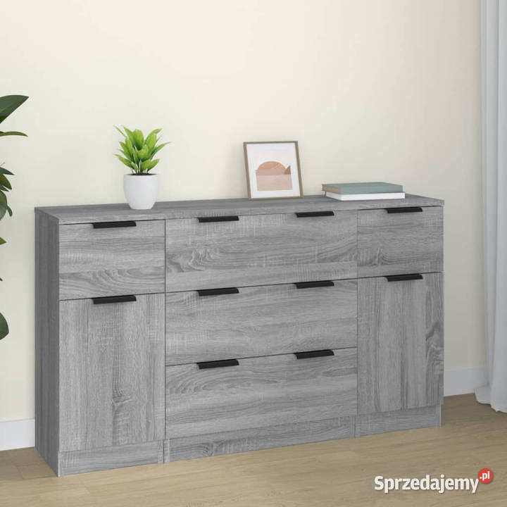 Szafki 3 szary dąb sonoma materiał Warszawa