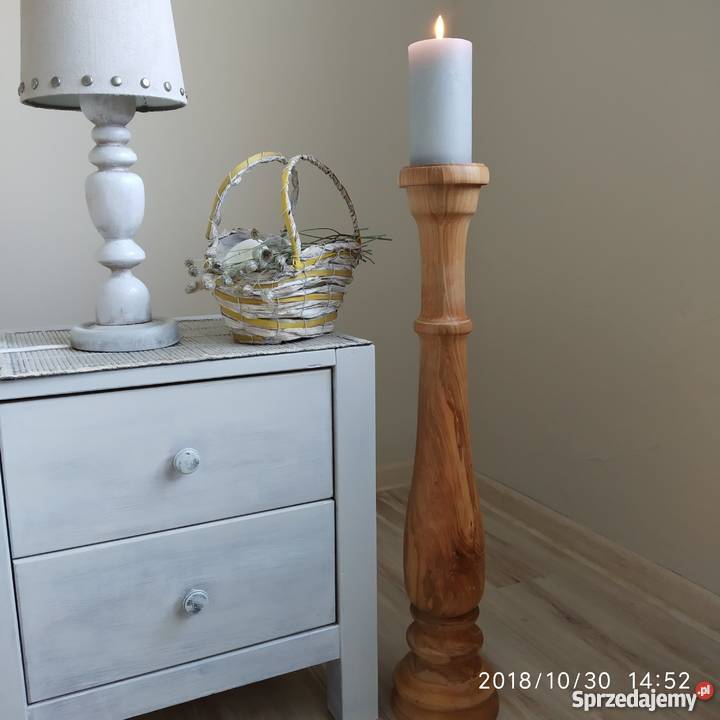 Świecznik drewniany toczony rękodzieło Kołobrzeg sprzedam