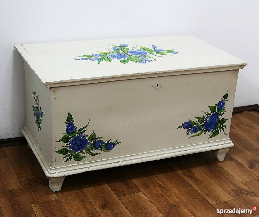 Piękny Kufer Ludowy Ręcznie Malowany Antyk Meble Marki