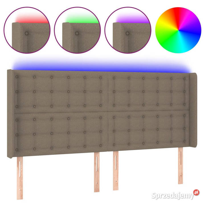 Zagłówek do łóżka z LED taupe 183x16x118128 Warszawa