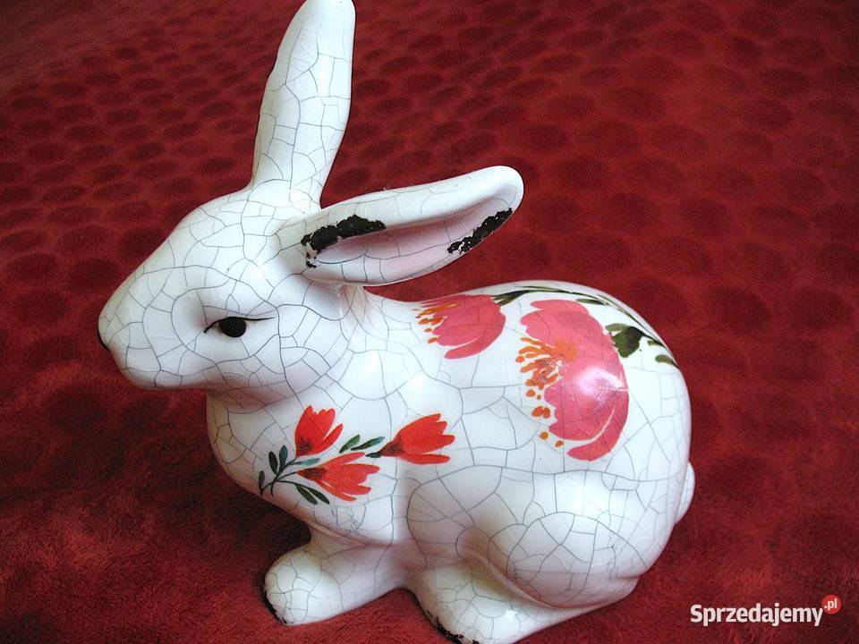 Zając z efektem crackle porcelana 17 x 17 x 10 biały Siedlce