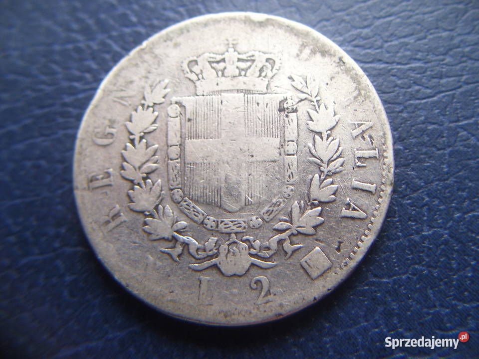 Stare monety 2 lir 1863 Włochy srebro