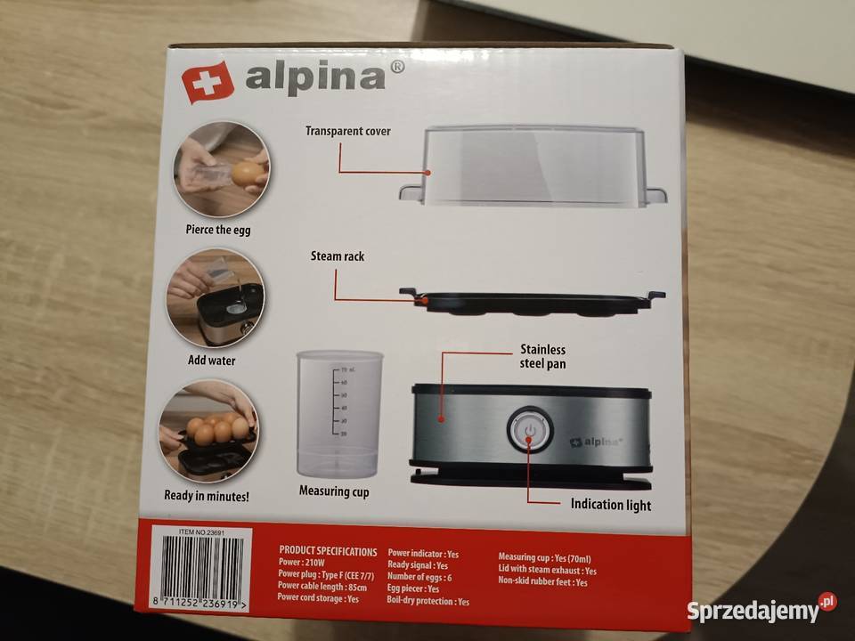 Jajowar Alpina na 6 jajek srebrny sprzedam