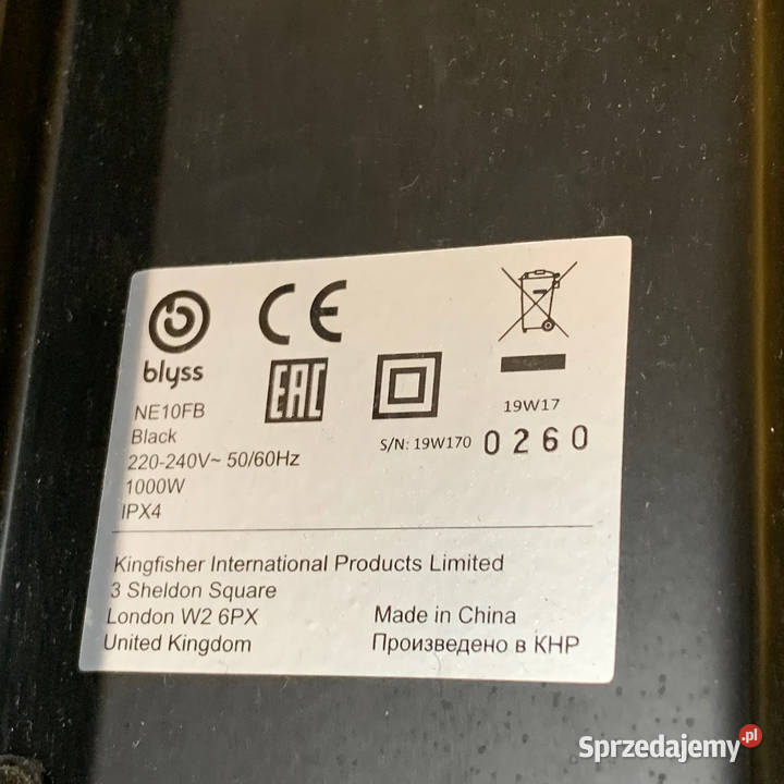 BLYSS NE10FB Ogrzewacz Grzejnik Elektryczny 1000W Warszawa - Sprzedajemy.pl