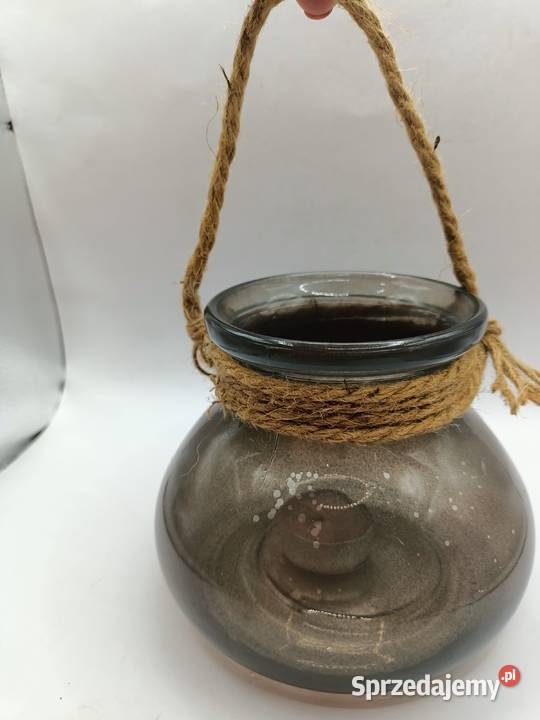 Szklana dekoracja do ogrodu słój lampion