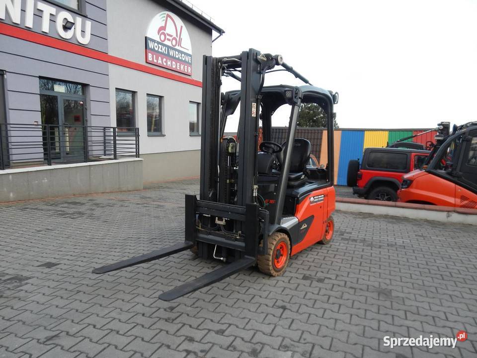 Elektryczny wózek widłowy Linde E16P02 Triplex regulowane widły małopolskie Mogilany