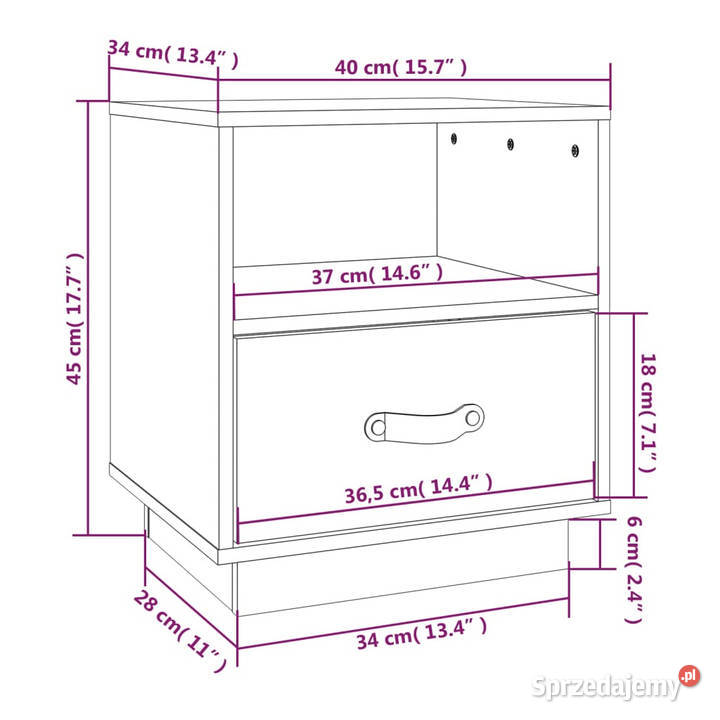 Szafki nocne 2 białe 40x34x45 lite drewno mazowieckie Warszawa