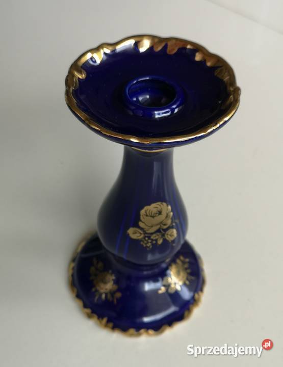 Świecznik porcelanowy kobalt vintage Pozostałe Toruń