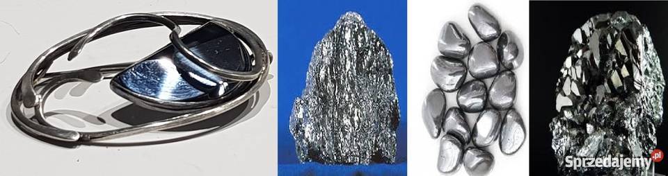 Broszka srebrna hematyt biżuteria kamień Kielce sprzedam