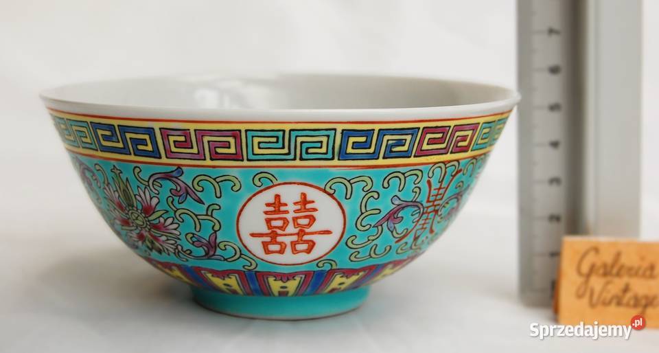 Chińska miska turkusowa ręcznie malowana wielokolorowy Lublin